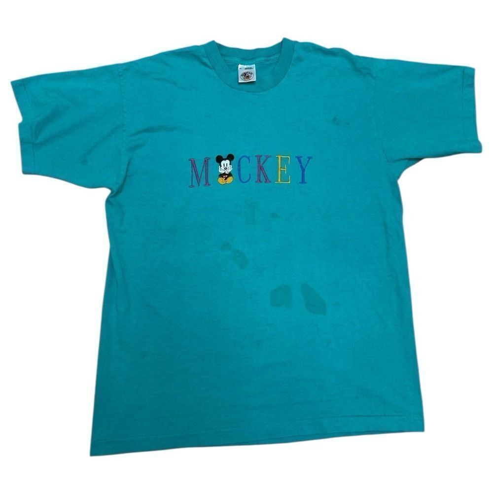 Vintage 90s Disney Mickey Mouse Tshirt Sz XL  Embroidered Single Stitch (flaws)